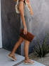 Button V Neck Romper With Belt